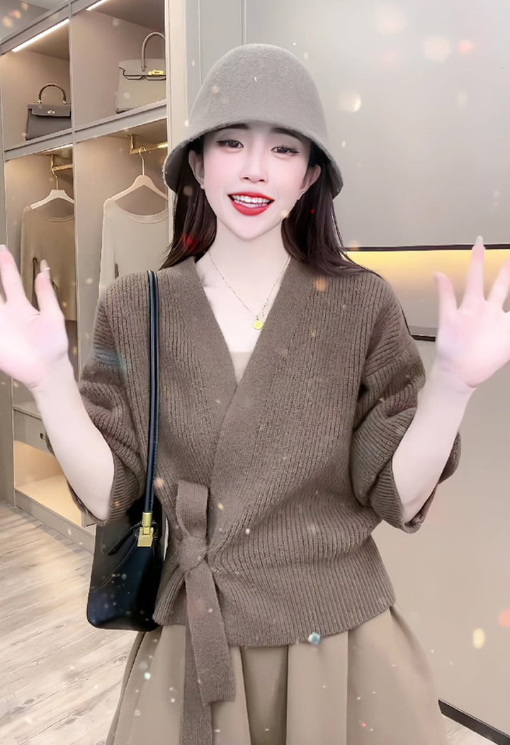 【tops】カシュクールニットセーター　M17866