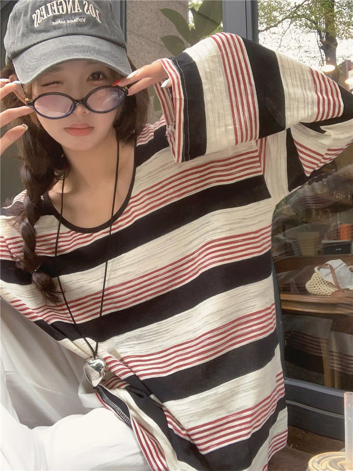 【tops】ボーダー柄長袖Tシャツ　M25169