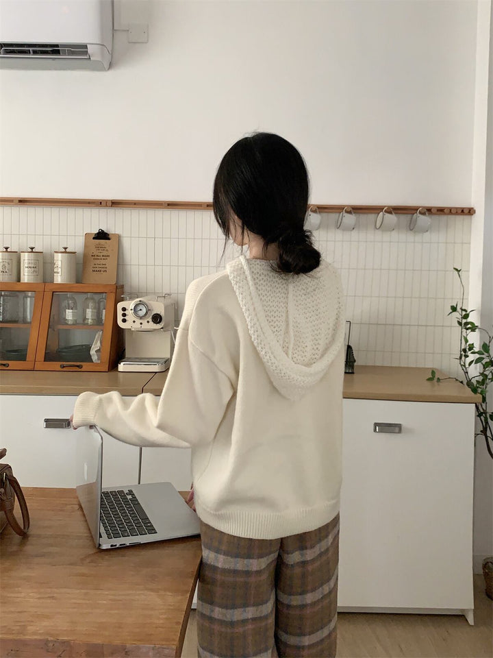【tops】フード付きニットセーター　M28642