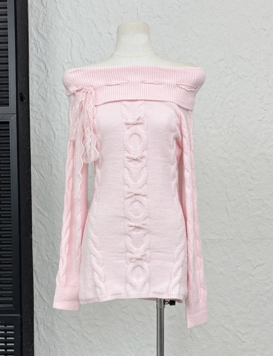 【dress】オフショルダーニットワンピース Q9226
