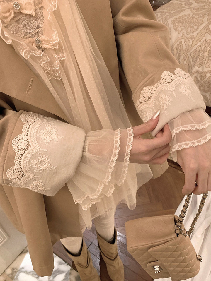 【outer】レースドッキングピーターパンカラーコート Q9276
