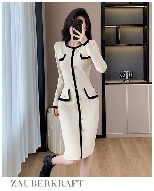 【dress】ボタンデザインニットワンピース　M18396