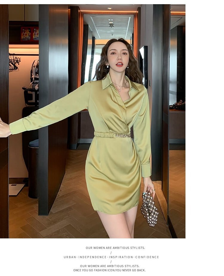 【dress】流行に流されないシャツワンピース着瘦せ　M17099