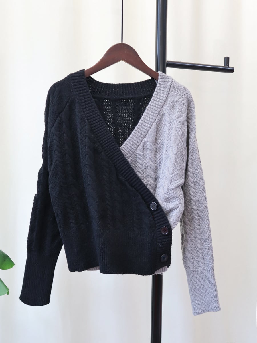 【outer】ドッキングVネックニットセーター　M18063