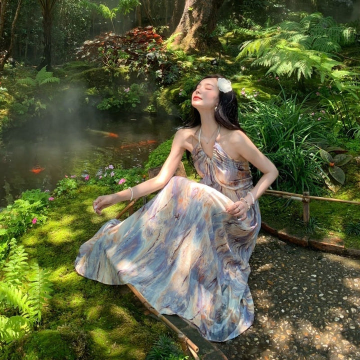 【dress】ホルターネックプリントワンピース　M25157