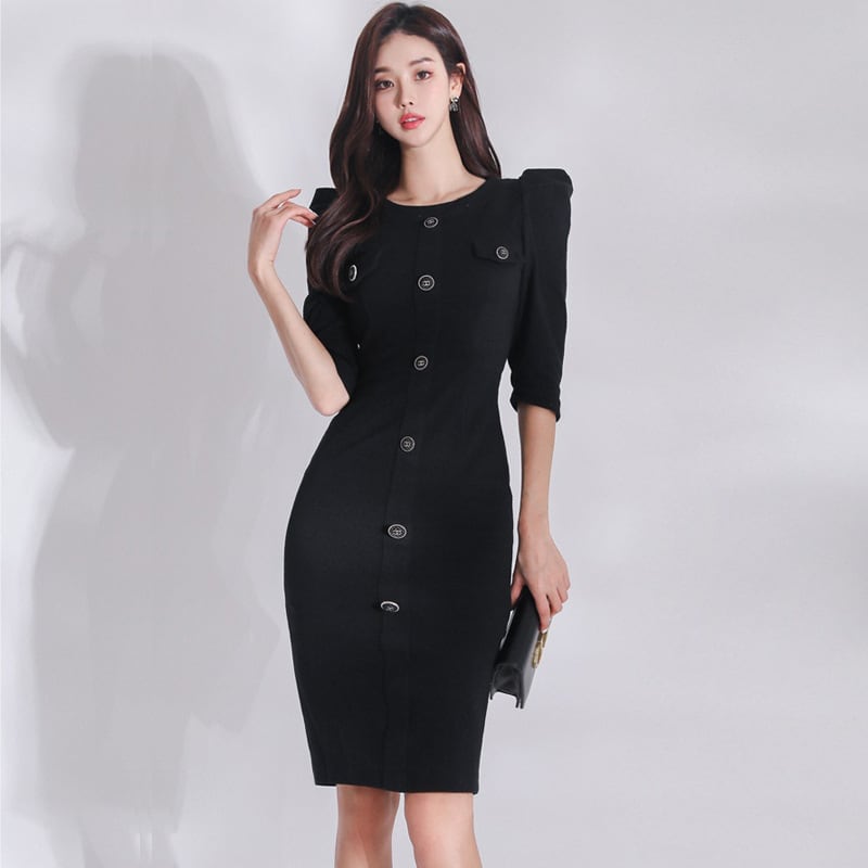 【dress】ボタンデザインデートワンピース　M26523