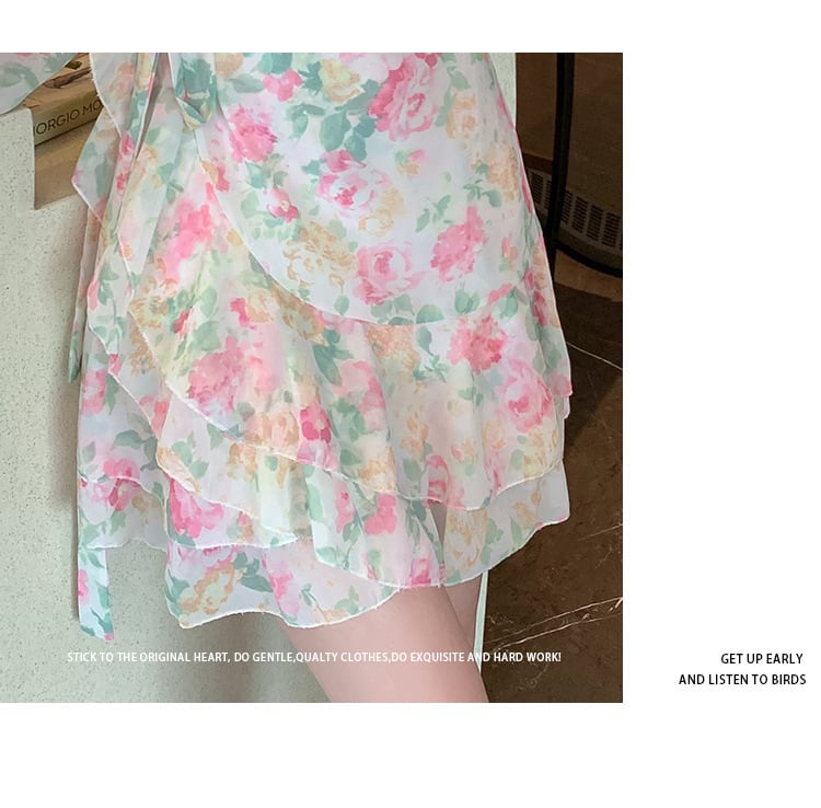 【dress】Vネック花柄ワンピース　M17956