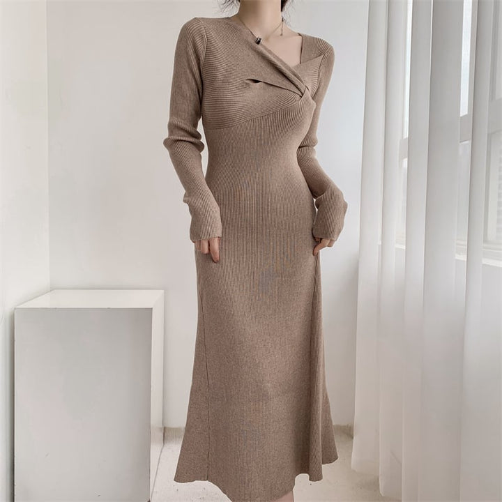 【dress】細身効果抜群♪エレガントニットワンピース　M17484