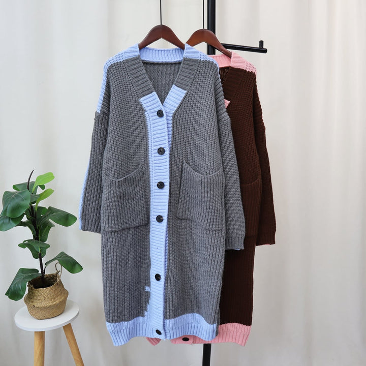 【outer】アウトポケットロング丈ニットカーデ　M18241