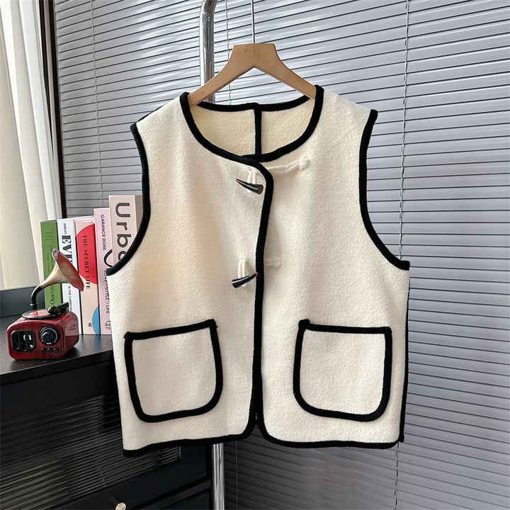 【tops】アウトポケットニットジレ　M18315