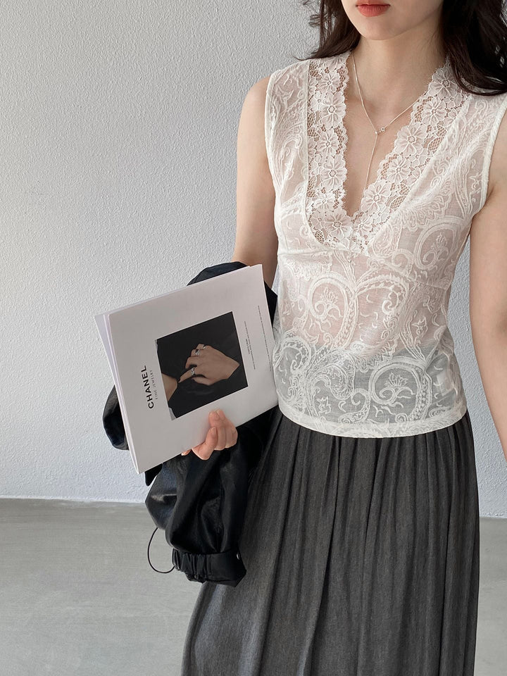 【tops】ノースリーブレーストップス Q8248
