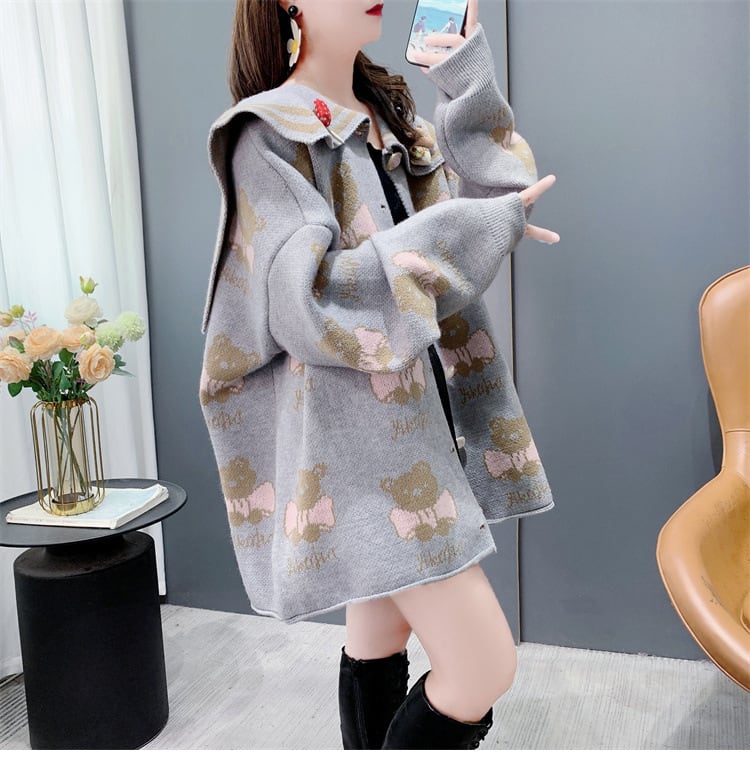 【outer】カートゥーンニットカーデ　M26470