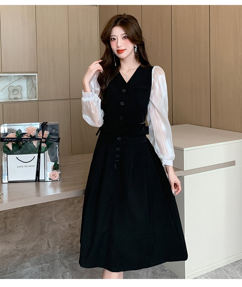 【dress】女子力アップエレガントデーワンピース着瘦せ　M17315