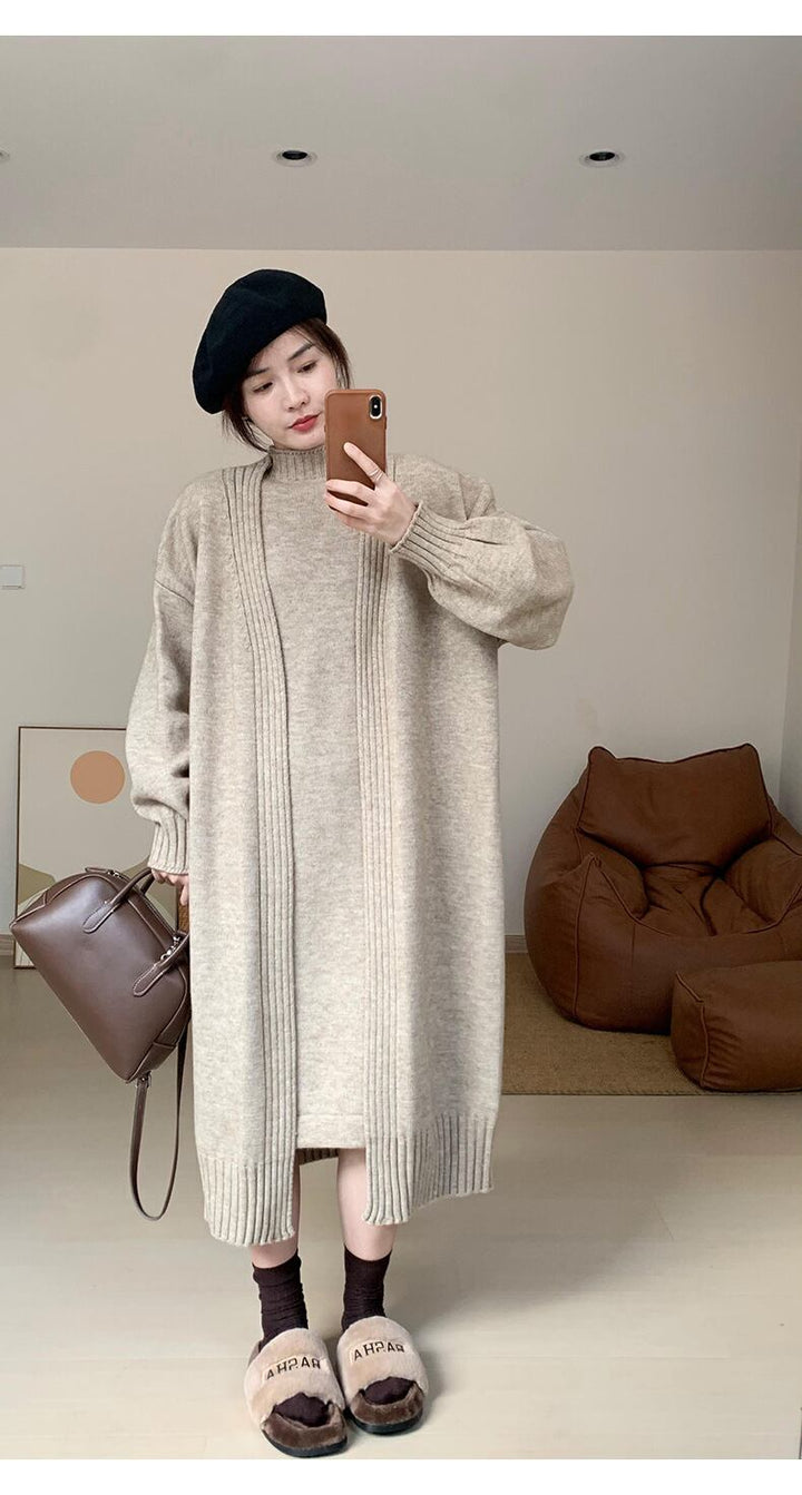 【set】ロングカーディガン×ノースリーブワンピースセット　N2222
