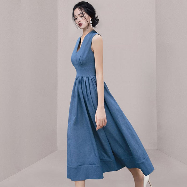 【dress】好感度UPVネックノースリーブワンピース　M16876