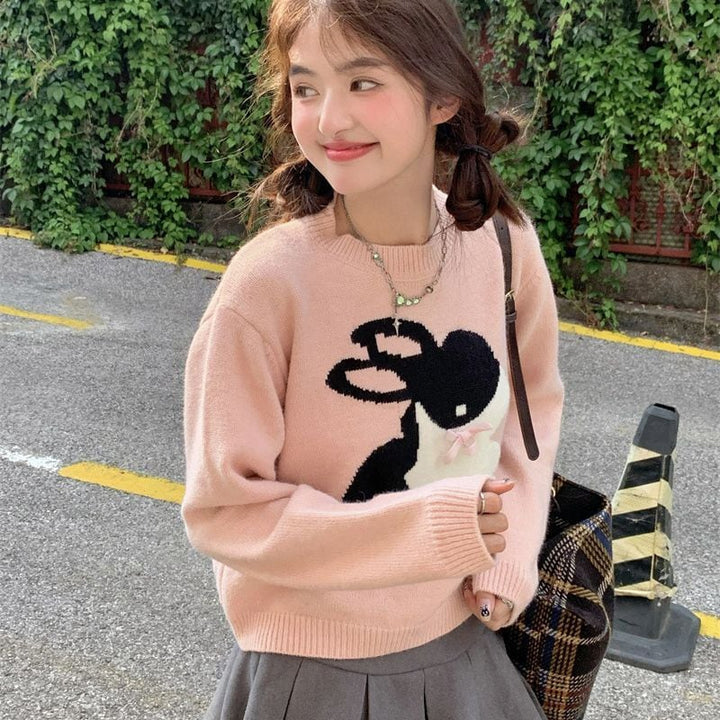 【tops】クルーネックニットセーター　M18385