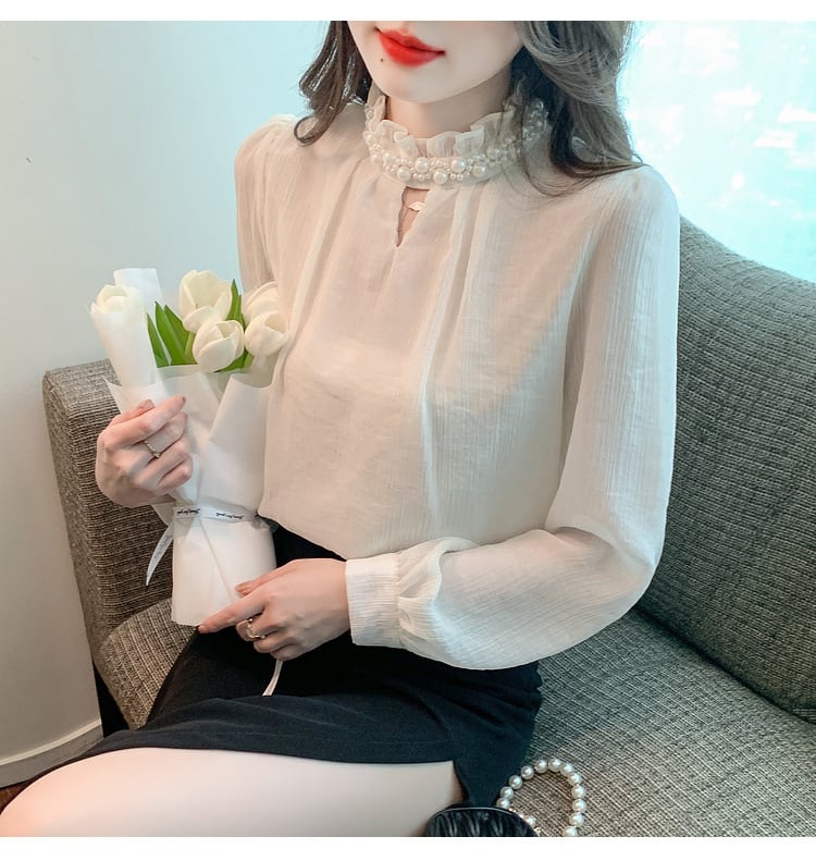 【tops】スタンドネックシャツトップス　M18351