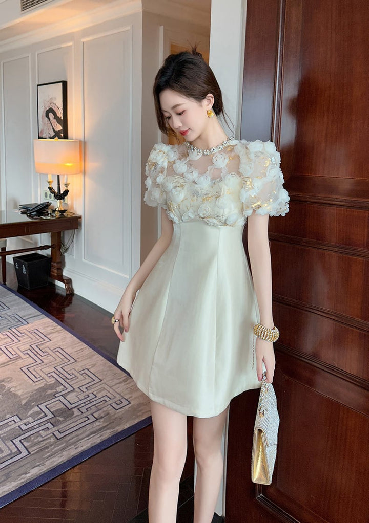 【dress】立体フラワーデートワンピース　M25073