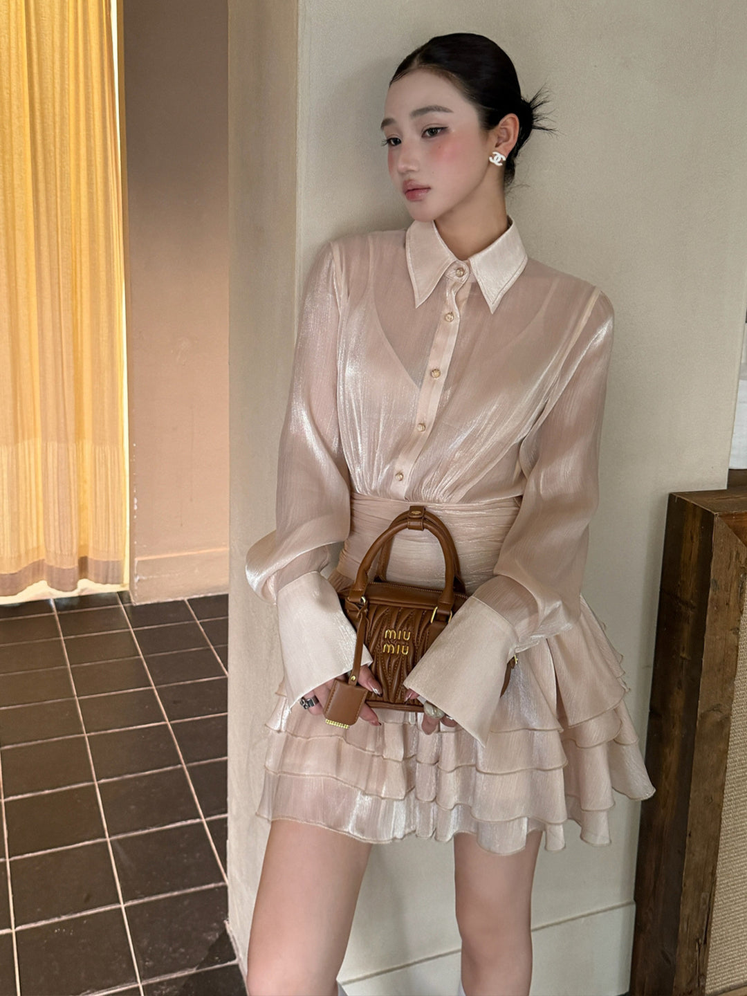 【dress】Aラインティアードワンピース Q9113