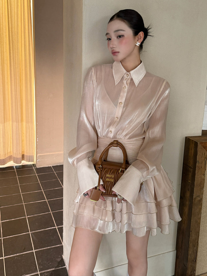 【dress】Aラインティアードワンピース Q9113