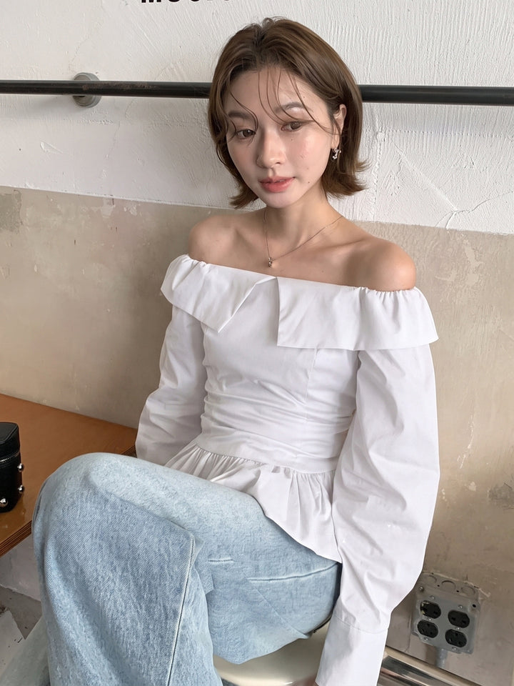 【tops】バックリボンオフショルダートップス Q9124