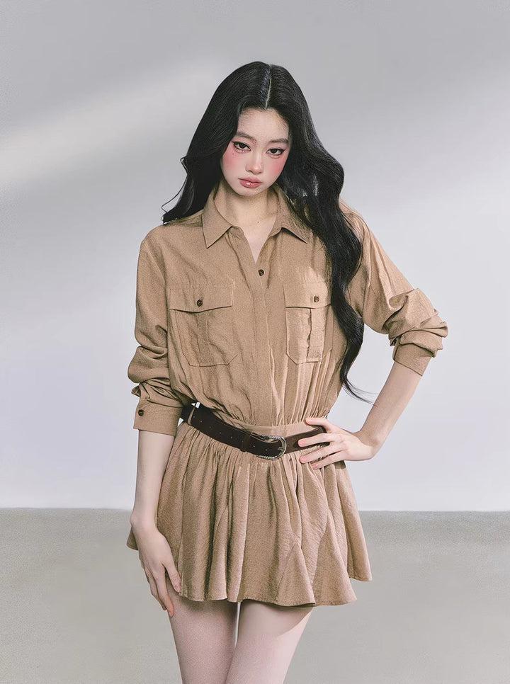 【dress】ストール付きAラインワンピース Q8905