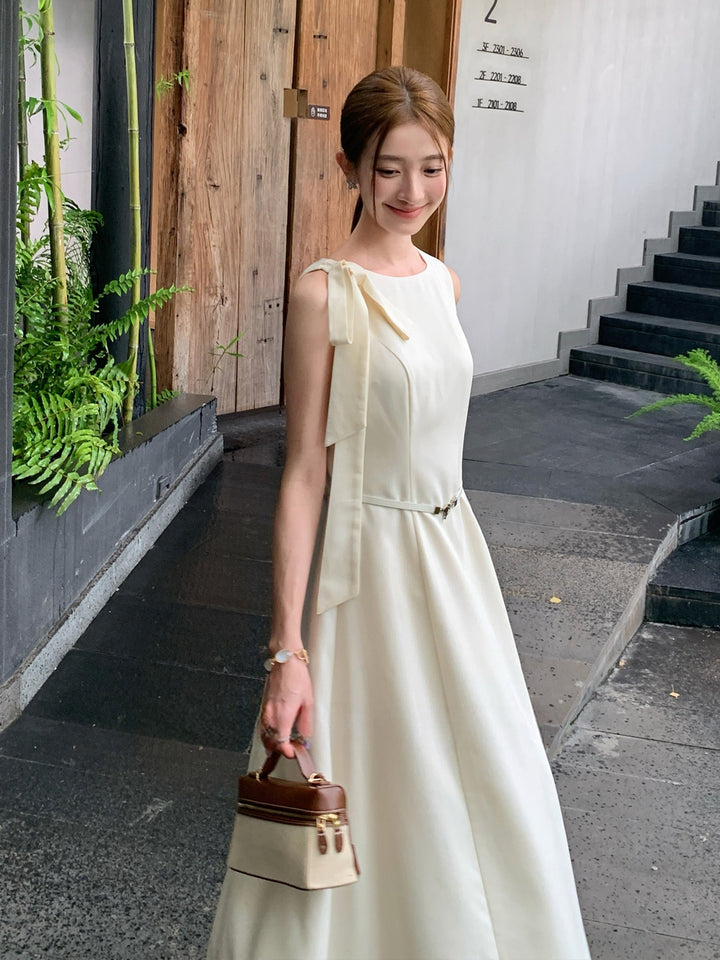 【dress】ベルト付きノースリーブロングワンピース Q8981
