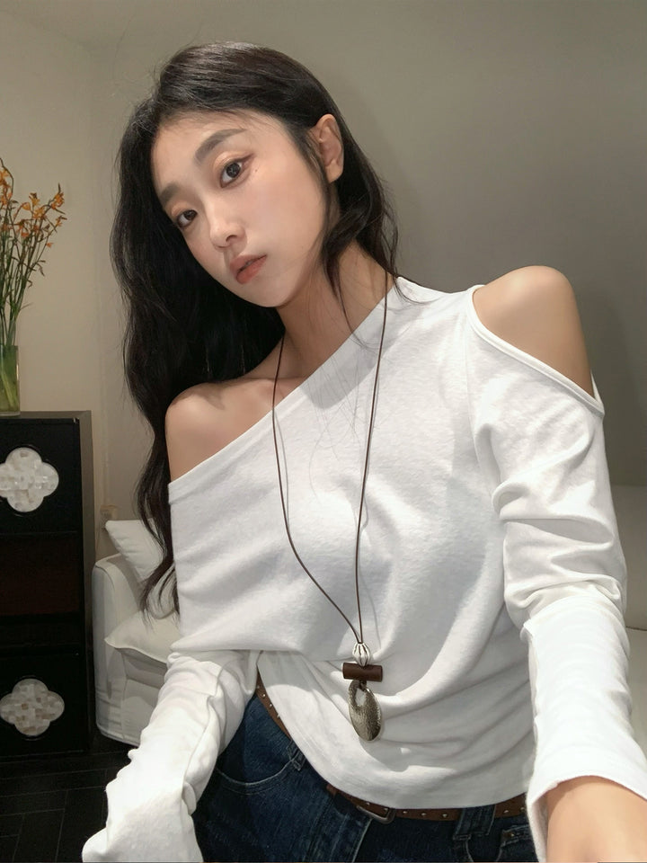 【tops】ネックレス付きワンショルダートップス Q9016