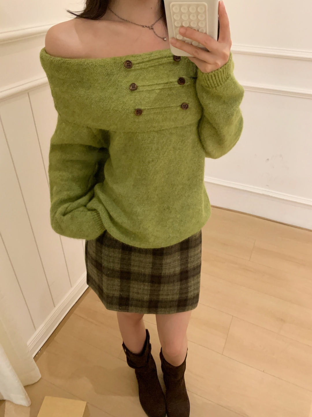 【tops】オフショルダーニットトップス Q9249