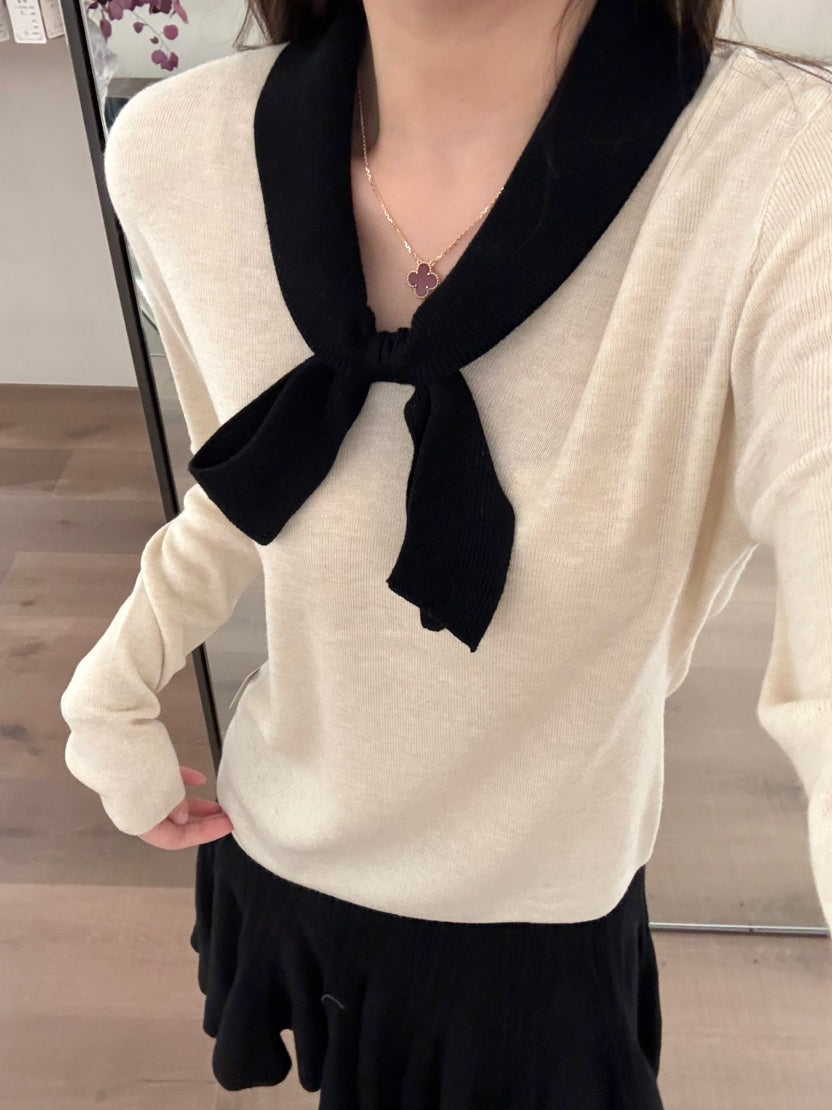 【tops】スカーフネックニットトップス Q9150