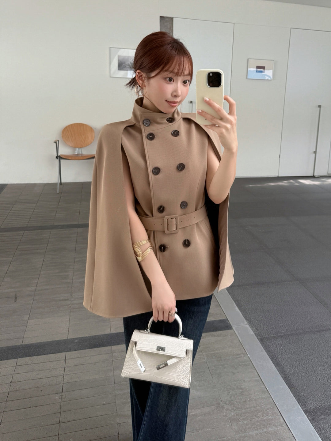 【outer】2色展開ケープコート Q8986