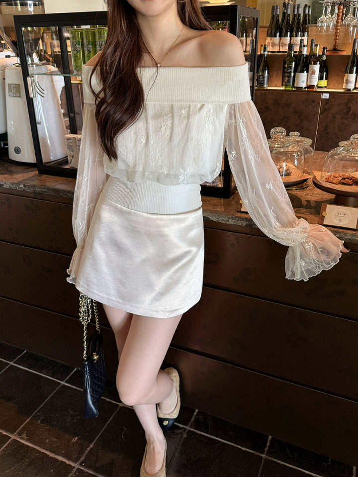 【tops】レースドッキングニットトップス Q9104