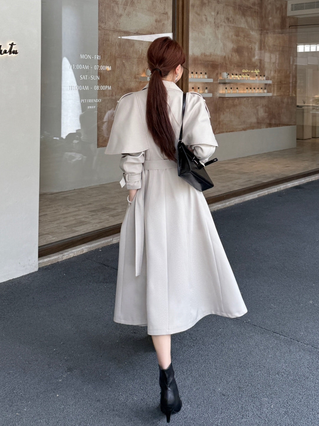 【outer】2色展開ベルト付きロングコート Q8978