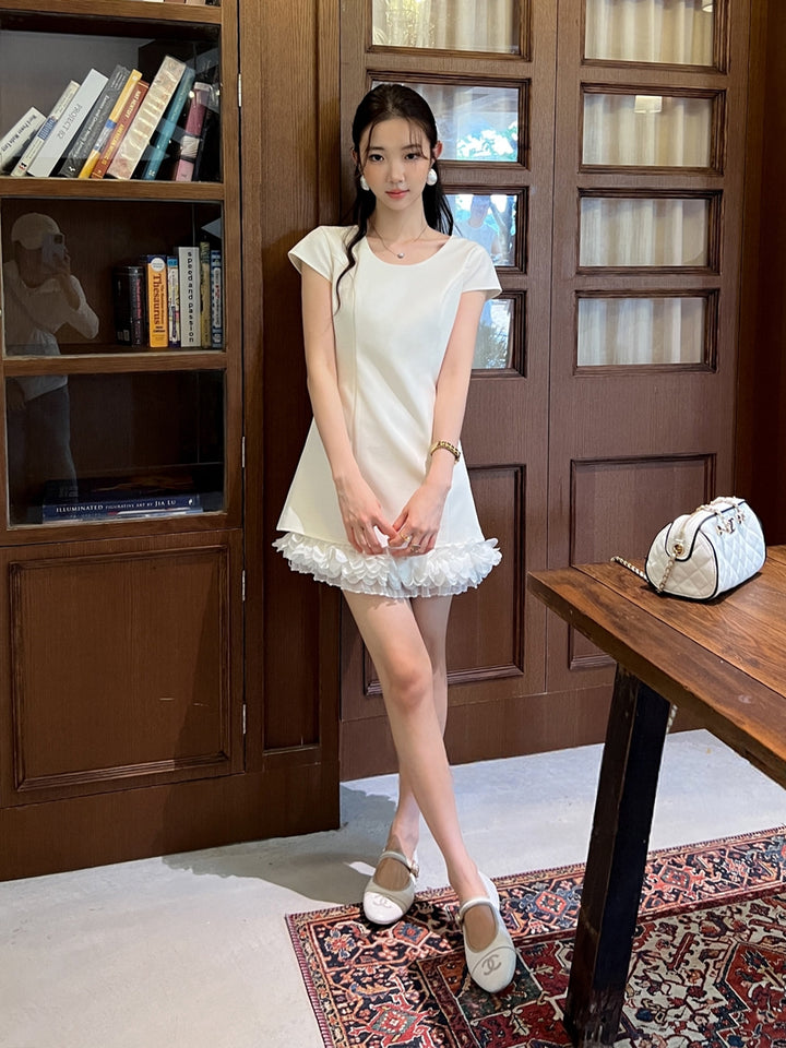【dress】バックオーポンギャザーフリルミニワンピース Q8665