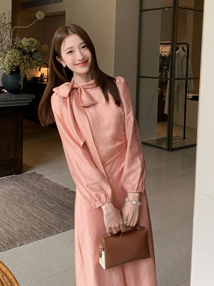 【dress】リボン付きロングワンピース Q8961