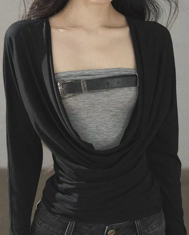 【tops】フェイクレイヤードトップス Q8965