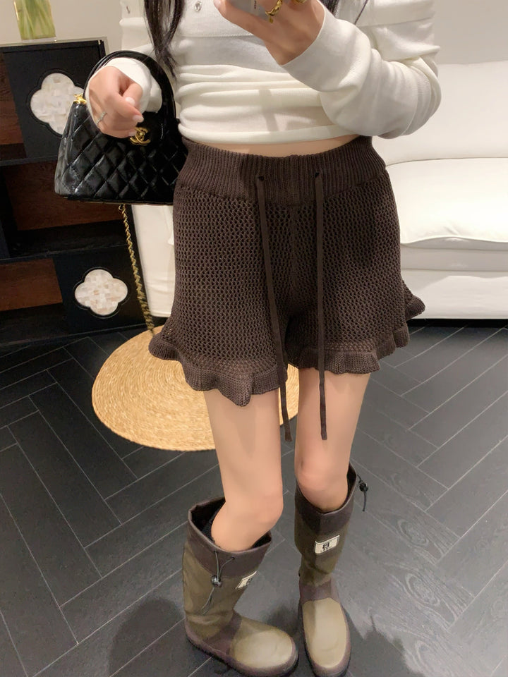 【bottoms】3色展開ニットショートパンツ Q9046