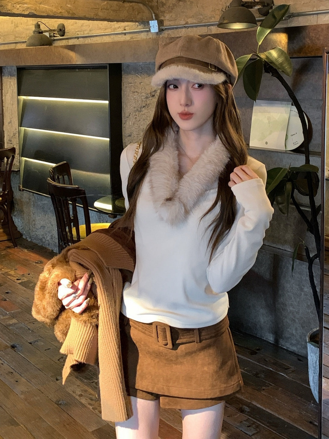 【tops】ファードッキングニットトップス Q9270