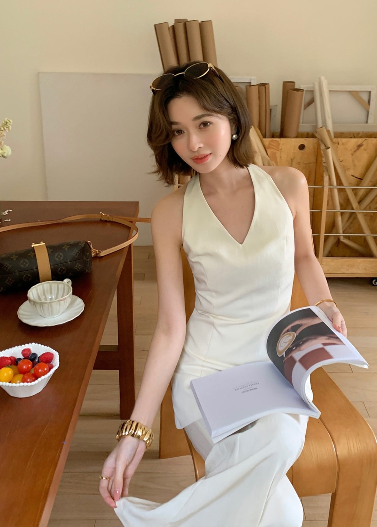 set】ホルターネックトップス×フレアパンツセット Q8696 – NANASTYLE