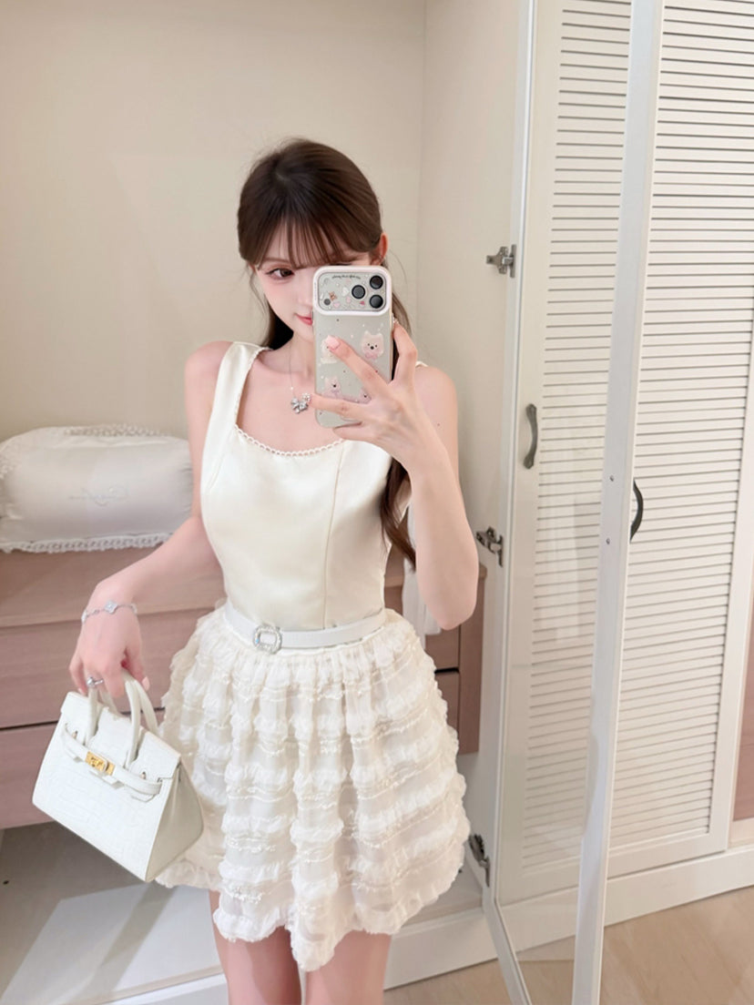 【dress】ノースリーブティアードワンピース Q8687