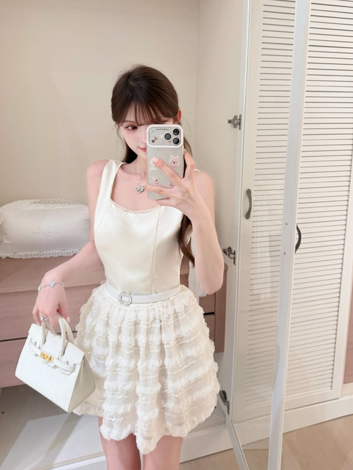【dress】ノースリーブティアードワンピース Q8687