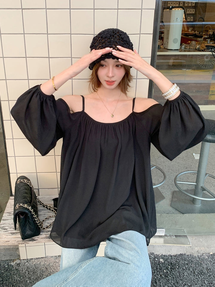 【tops】スカーフ付きオフショルダートップス Q9041