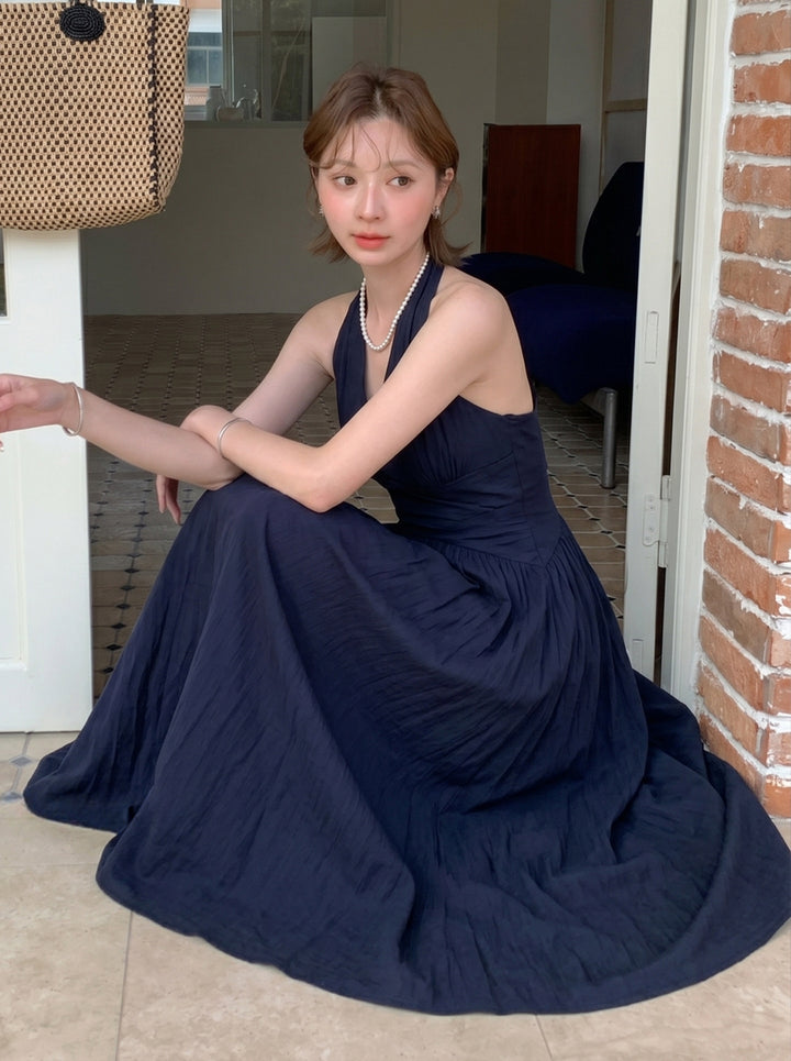 【dress】ノースリーブAラインロングワンピース Q8673