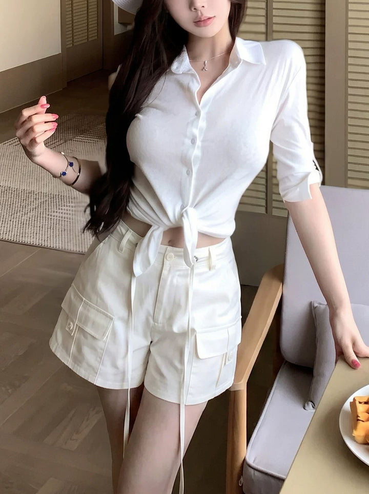 【bottoms】3色展開ショートパンツ　Q8894