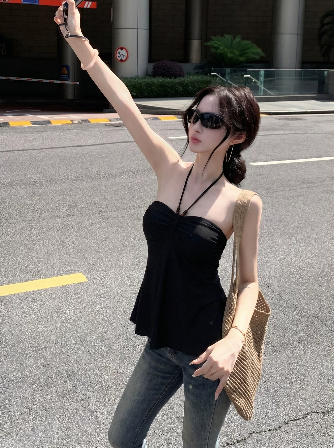 【tops】ホルターネックフレアトップス Q8579