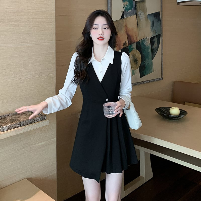 【dress】大人らしい ファッション切り替えワンピース　M17262