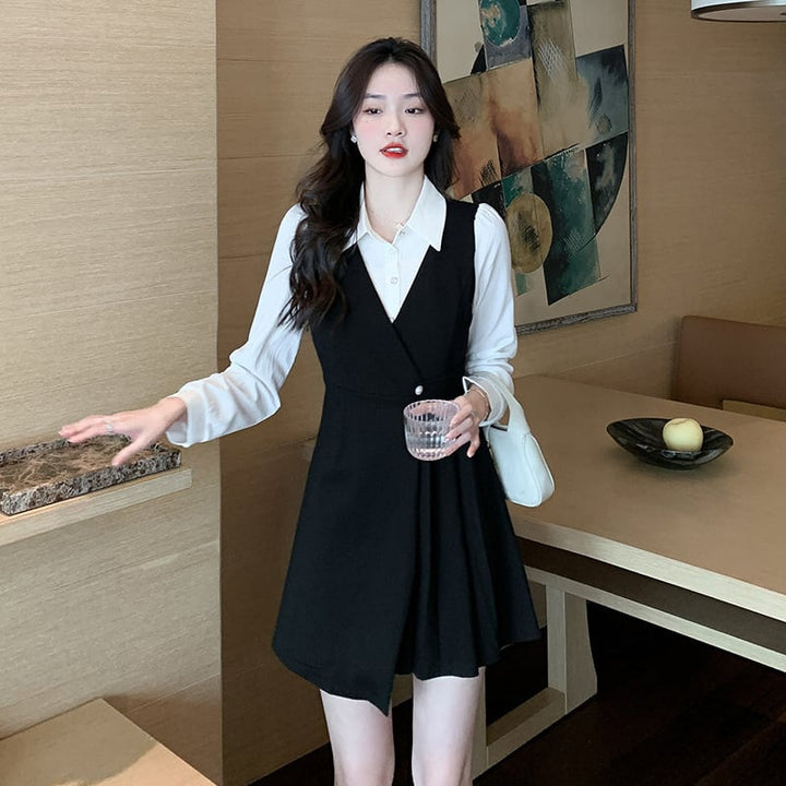 【dress】大人らしい ファッション切り替えワンピース　M17262