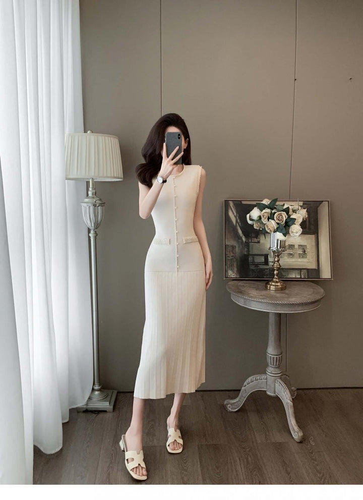 【dress】パールノースリーブニットワンピース　M24911