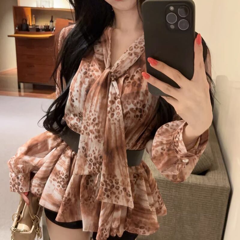【tops】ベルト付きシフォントップス Q8336
