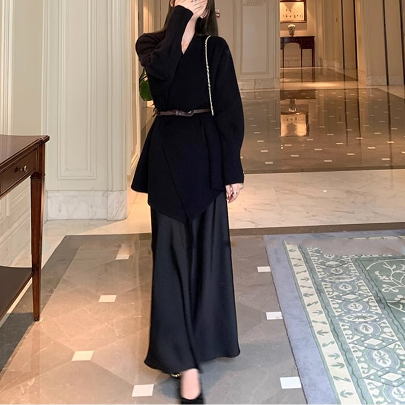 【outer】ニットコートベルト付き　M27022